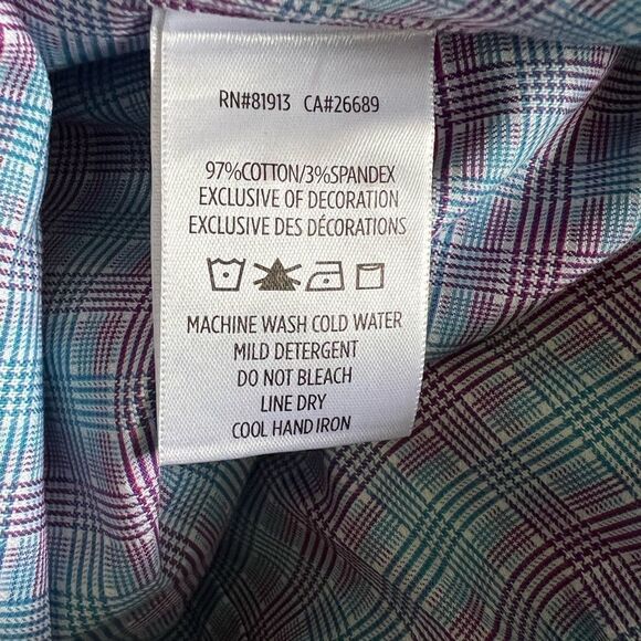NWOT Robert Graham Button Down Plaid Blue Pink White Print Shirt Mens Sz XL - Picture 5 of 5